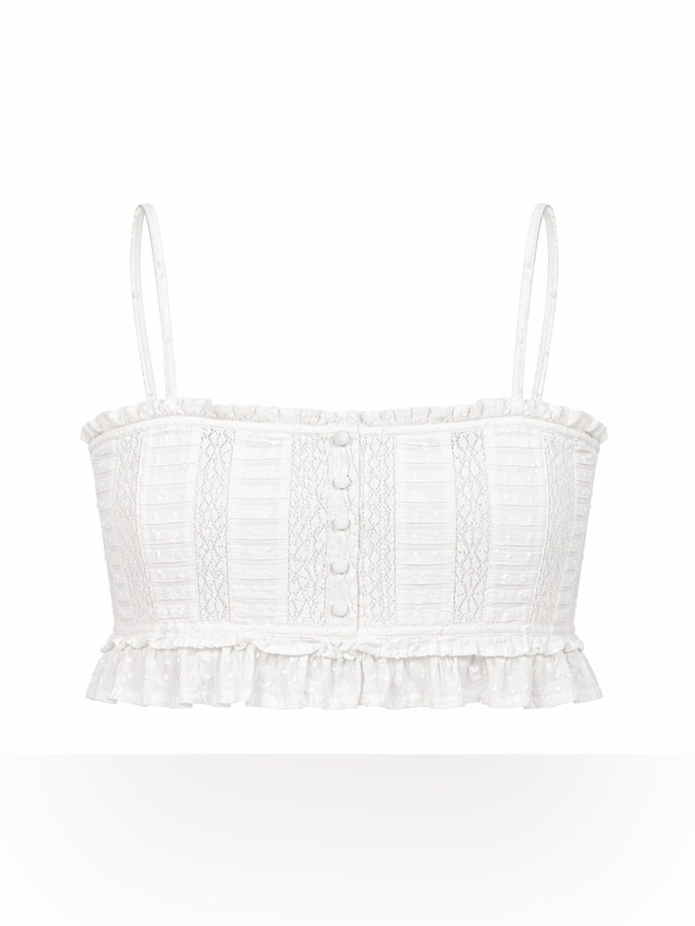 American Eagle Outfitters White Lace-Accent Cropped Cami